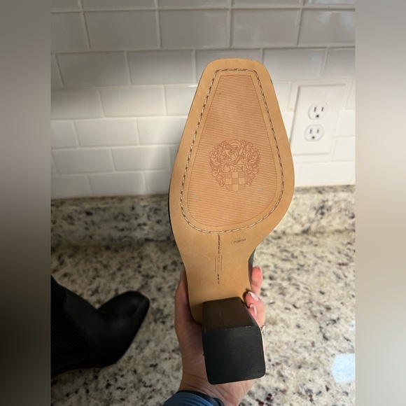 Vince Camino Dasta Square Toe Black Chunky Heel Leather Boot *** - Picture 6 of 11